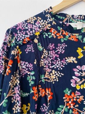 Per Una Navy Floral Pintuck Cottagecore Dress